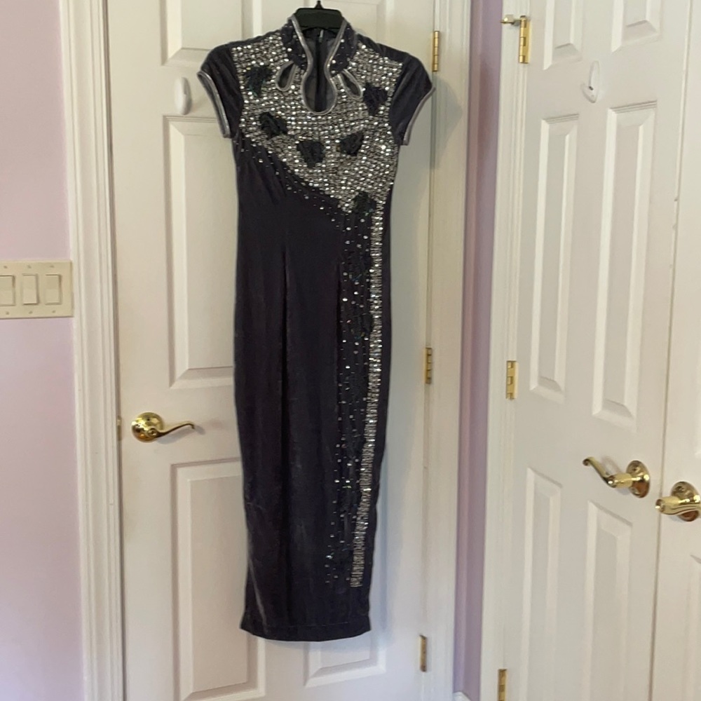 Asian Inspired Velvet & Sequenced Dress
